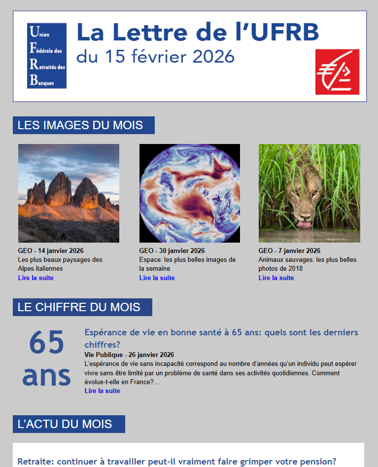 LETTRE UFRB – L’Actu du mois